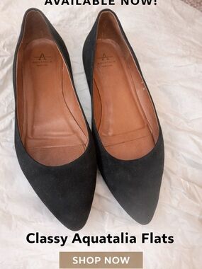 Aquatalia Black Pointed Suede Flats